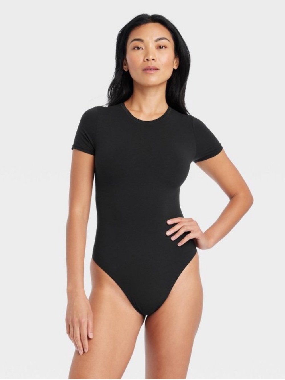 Auden Black Short-Sleeve Crewneck Bodysuit